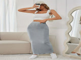 Ribbed Maxi Skirt Women'S Maxi Skirt Black Maxi Skirt Beige Maxi Skirt Trendy - Black - Size XXL V1403-942-67739-BLK-XXL