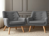 Artiss 2X Armchair Lounge Chair Accent Tub Chair Grey ANNE UPHO-B-ARM04-GYX2