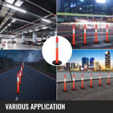 6Pack Traffic Delineator Posts 44 Inch Height, PE Delineator Cones Post Kit 10 inch Reflective Band, V952-JSZ6PTXJSZZH00001V0