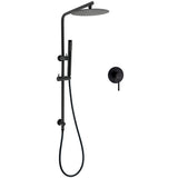 Matt Black Round 10" Rain Shower Head Brass Handheld Slide Rail Riser Arm Mixer Set V1233-C4902B22PHT006CBKSR110BKRD201B