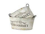 Set 2 Oval Organic Market Planter Storage Buckets 38cm V637-11043BKT