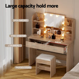 Artiss Dressing Table Set Stool 10 Led Bulbs Wood FUR-V-DRESS04-LED-WD-AB