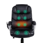 Artiss 8 Point Massage Office Chair Heated Seat PU Black MOC-1237M-BK