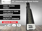 Karrera 29in 6-String Lap Steel Hawaiian Guitar - Black ELE-LAP-6S-BK