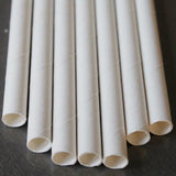 200 Pack White Drinking Straws Biodegradable Eco Paper Birthday Party Event Bistro Bar Cafe Take V382-WHITESTRAW200