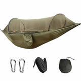 Military Green Outdoor Camping Hammock with Mosquito Net, Anti-Tip Nylon Fabric, Single/Double V888-ELOSUNG12295