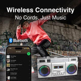 Laser 80s Party Bluetooth BoomBox Sliver V1031-SP-RTOBOM-324