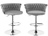 SERENIT Modern Silver Swivel Upholstered Velvet Adjustable Height Counter Stool with Metal Frame V255-GP2217R-GREY