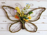 Butterfly Shaped Wreath with Pastel Berries and Floral Spring Artificial Wreaths for Front Door V1192-AZ-W-25907