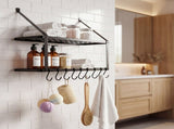 Toque Metal Pot Pan Rack Hanging Kitchen Shelf Wall Mounted Organizer 10 Hooks KT1064-BK-AU