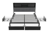 Artiss Queen Bed Frame with Storage, 4 Drawers and Charging Station BFRAME-M-AXIS-Q-BK-AB