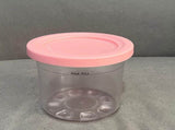 Dishwasher washable, colored lid, transparent/gray/stone gray/pink/water green ice cream storage jar V1192-AZ-W-13937