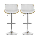 Artiss 2x Bar Stools Adjustable Leather Chairs BA-TW-8092-WHX2