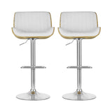 Artiss 2x Bar Stools Adjustable Leather Chairs BA-TW-8092-WHX2