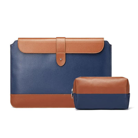 14-15.4 Inch Microfiber Notebook Liner & Power Bag - Horizontal Blue & Brown PRL-8158455750DBT_NZ