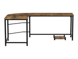 Artiss Computer Desk L-Shape CPU Stand Brown 147CM MET-DESK-L-003-BR