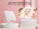 Smart Touch LED Vanity Mirror - 3 Color Dimmable Lights, 270&deg Adjustable, Rechargeable Desktop V1232-HZJSZ002