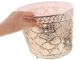 Round Metal Trash Can in for Bathroom, Kitchen, Bedroom - Daily Use Waste Bin V1366-AZ2-W-17354