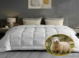 Giselle Bedding Wool Quilt 500GSM Thick Super King Winter Doona Baffle Box Construction 100% Wool QUILT-WOOL-500-N-SK