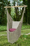 Fringed Cotton Rope Mexican Hammock Swing from Mexico in Dream Sands V97-CHSCHDS