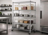 Wire Storage Rack 90x45cm Chrome Shelving with Wheels V63-841441