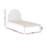 Artiss Bed Frame Single Size Wooden White DALY WBED-DALY-S-WH-AB