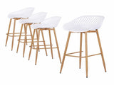 Gardeon 4-Piece Outdoor Bar Stools Plastic Metal Dining Chair Balcony White ODF-BA-CHAIR-PP-WH-4X