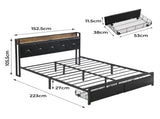 Levede King Bed Frame Leather Headboard RGB 2 Drawers BF1064-K