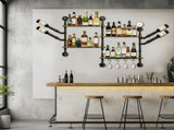 Industrial Pipe Bar Wall Liquor Shelf Floating Shelves with Wine Glass Holder V767-JJ-ZZ1431