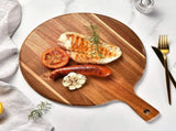 Acacia Wood Round Pizza Peel with Handle, Food Safe Serving Board for Bread Cheese Kitchen Use V1369-AZ3-W-10245
