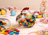 Chicken Cookie Jar, Glass Hen on Nest Candy Dish with Lid, Vintage Hen on Nest Glass Dish, Creative V1192-AZ-W-33906