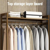 Bamboo Clothes Rack Garment Closet Storage Organizer Hanging Rail Shelf Dress room 110CM V255-QBYMJ-110