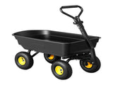 Gardeon Garden Cart Dump Utility Wagon 270kg 2in1 Handle Tractor Trolley 110L with 10in Tyres GCT-DUMP-PP-270KG-BK