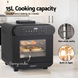 Devanti Steam Air Fryer Oven 15L W/ LCD Touch 1600W AF-K-G-STEAM-15L-BK