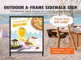 A Frame Sidewalk Sign, 61x91cm Heavy Duty Slide-in Signboard Holder, Double-Sided Folding Sandwich V952-XHBZA2436INCHM1FCV0