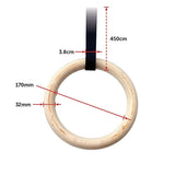 202mm Wooden Gymnastic Rings Olympic Gym Strength Training & Fitness V63-822591