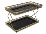 Bathroom Countertop Storage Shelf Space Saving Iron Glass 2 Tier Countertop Organizer for Cosmetics V1294-YM0901-3112250043012