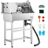 86.4 cm Stainless Steel Dog Washing Station, Pet Grooming Tub with Hot & Cold Faucet, Showerhead, V952-BXGCWYG34CJY8SX20V0