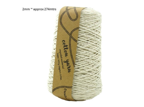 bulk 12 Macrame Cotton Yarn 275mtrs 2mm 400G Natural Knitting V637-CRA27884