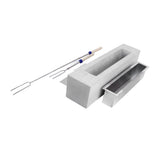 Tabletop Fire Pit Rectangle Concrete Grey Stainless Steel Liner with Lid Sticks Small Portable V1294-YM0901-3111230275111