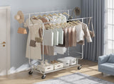 Heavy Duty Clothes Rack, Double Hanging Rod Clothing Garment Rack for Hanging Clothes, Adjustable V952-JYKCYJ4858221BPVDV0