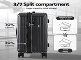 Wanderlite 4pcs Trunk Luggage Suitcase Set Travel Carry On TSA Lock Black LUG-ABS-TRUK01-4SET-BK