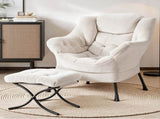 Artiss Armchair Accent Chair Ottoman Lounge Footrest Velvet White UPHO-I-ARM01-FS-WH