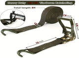Green White cargo tie-down straps, heavy-duty straps, truck straps, trailer straps, car straps, V1347-804-WHI-06342