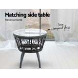Gardeon 3PC Bistro Set Outdoor Furniture Rattan Table Chairs Patio Garden Cushion Black ODF-BISTRO-ROUND-BK