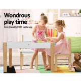 Keezi Kids Table Chair Set Children Storage Study Desk Toy Play Game Chalkboard FUNKI-C-HAY-WH-NT