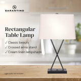 Sarantino Pair Metal Table Lamp Rectangular Shade X Stand LMP-MLM-50643