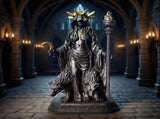 Dark Mystical Goddess Ornament wearing a golden ray-like headdress, her face hidden beneath a dark V1102-NVZMBJ001