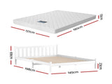 Giselle Double Mattress with Artiss Wooden Bed Frame Natural Pine Timber Base MABF-13D-001D-D-WH