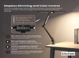 Kitchee Tri-Fold LED Desk Lamp with Clamp - Swinging Arm Eye-Care Dimmable Light V238-SUPDZ-41418088710224